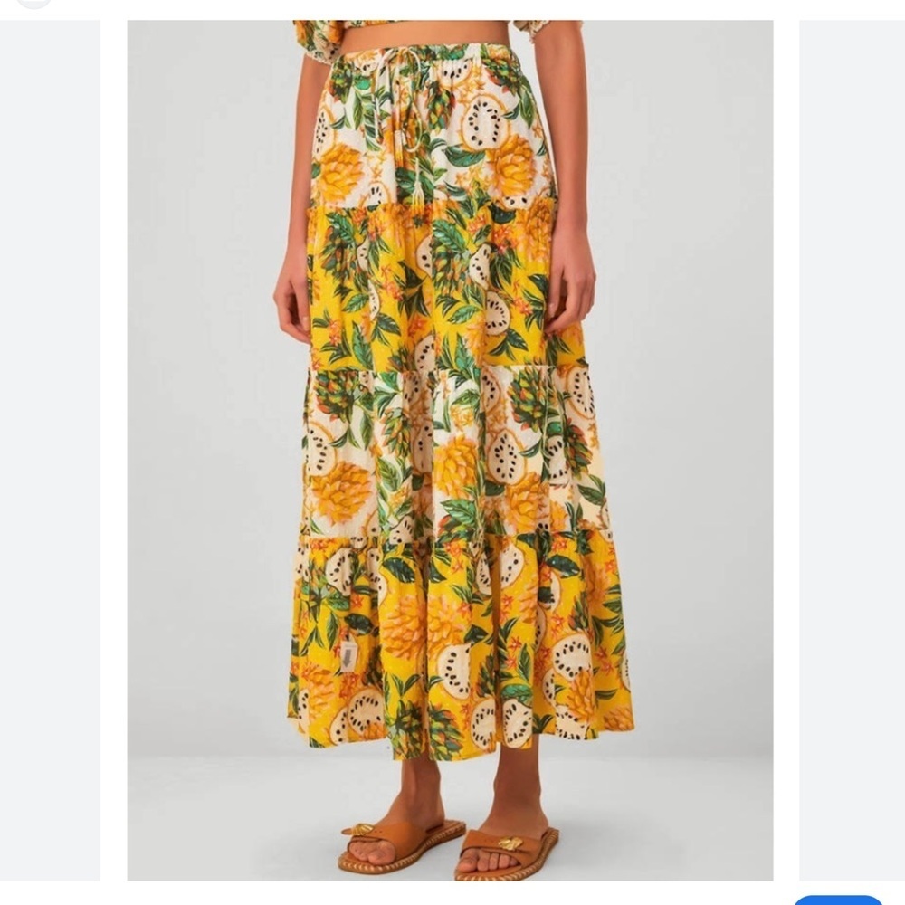 FARM Rio Yellow Floral Maxi Skirt